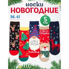 Носки Amigobs, комплект, 40 den, 5 пар, размер 36-41, красный, зеленый, голубой