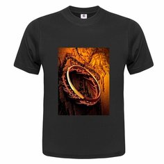Футболка ONEQ унисекс 68-70 (6XL) размер с принтом Властелин колец, черная, размер 6XL, черный