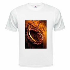 Футболка ONEQ унисекс 60-62 (4XL) размер с принтом Властелин колец, белая, размер 4XL, белый