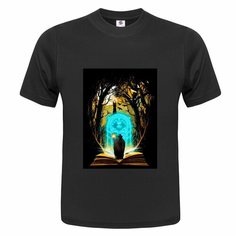 Футболка ONEQ унисекс 50-52 (XL) размер с принтом Властелин колец, черная, размер XL, черный