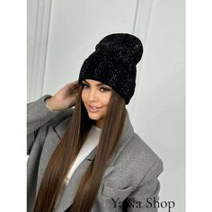 Шапка бини , размер 52-58, черный Yana Shop