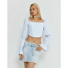 Блуза Gloria Jeans, размер 16-17л/170 (46), светло-синий