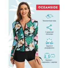 Купальник OCEANSIDE Sport, размер L, бежевый, розовый, черный, зеленый, голубой