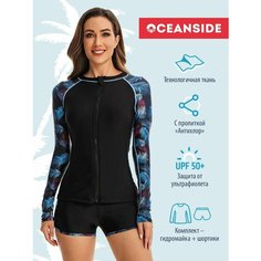 Купальник OCEANSIDE Sport, размер L, черный, фуксия, синий