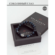 Браслет DELACOSTA, соколиный глаз, размер 20 см, размер XL, синий/черный