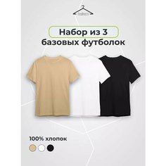Футболка TexDress, размер 2XL, бежевый, черный, белый