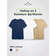 Футболка TexDress, размер 2XL, бежевый, синий, белый