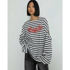 Лонгслив Gloria Jeans, размер S-M/170 (40-44), белый/черный