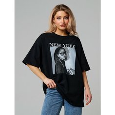 Футболка, 1 шт., размер oversize, чёрный Нет бренда
