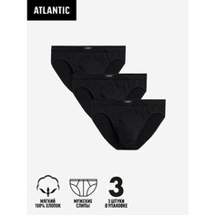 Трусы Atlantic Хлопок, комплект из 3 шт., размер L, чёрный