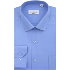 Рубашка прямой крой, длинный рукав, хлопок/вискоза, размер 40/41 L, синий Shemart