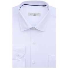 Рубашка прямой крой, длинный рукав, лен/хлопок, размер 40/41 L, белая Shemart