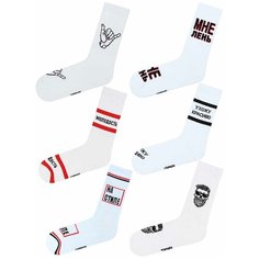 Носки Kingkit, комплект, 6 пар, размер 36-41, белый/мультиколор