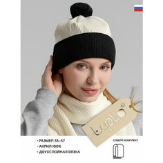 Шапка teplo, размер One Size, белый/черный Тепло