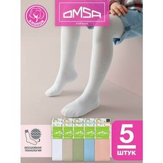 Колготки Omsa, 5 шт., размер 92-98/13-14, голубой, белый, розовый, бежевый, зеленый