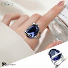 Кольцо Emay, искусственный камень, шпинель, размер 17, серебряный, фиолетовый