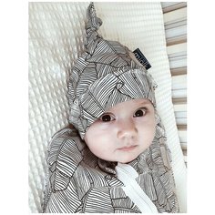 Шапка бини Mjolk, размер 44/50, коричневый, белый