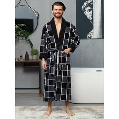 Халат LIDER TEKSTIL, размер 2XL, черный/серый/белый