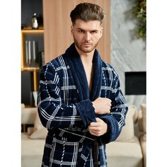 Халат LIDER TEKSTIL, размер XL, темно-синий/белый