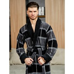 Халат LIDER TEKSTIL, размер 2XL, серый, черный, белый