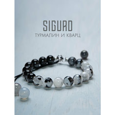 Браслет-нить SIGURD, кварц, 1 шт., размер 22 см, черный/белый