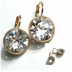 Серьги Florento, кристаллы Swarovski, хрусталь, размер 14 мм, прозрачный