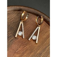 Серьги XUPING JEWELRY, циркон, золотой