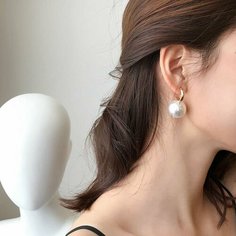 Серьги одиночные, клипсы Стайл Групп, жемчуг имитация, размер 15 мм, золото