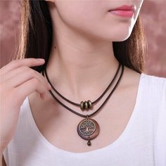 Колье, длина 42 см, коричневый Без бренда