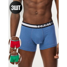 Трусы TOMMY HILFIGER, комплект из 3 шт., размер S, черный, белый, красный, голубой, синий, зеленый