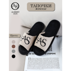 Тапочки ALBERY Тапочки женские домашние/ тапочки для дома/ женские тапочки/ тапочки с вышивкой/домашние тап, размер 40-41, бежевый