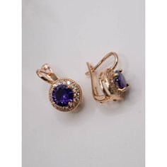 Серьги одиночные, клаймберы, фианит, фиолетовый Нет бренда