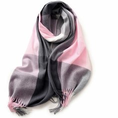 Палантин Cashmere,180х70 см, серый/розовый