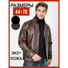 Кожаная куртка , размер бирка 62, коричневый DIN GO