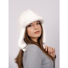 Шапка ушанка , размер 58-59-60, белый белоснежный Нет бренда