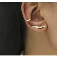 Серьги одиночные, каффы Azimut C.O. Jewelry AND Accessories, циркон, золотистый