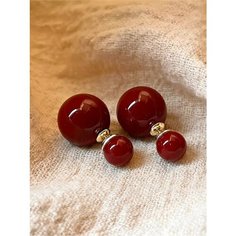 Серьги двусторонние, пусеты, бордовый Top Mod