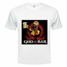 Футболка ONEQ унисекс 60-62 (4XL) размер с принтом God of bar, белая, размер 4XL, белый