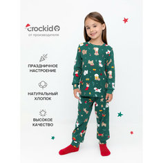 Пижама crockid К 1552/тем.зеленый,собачки новый год, размер 56/98, зеленый
