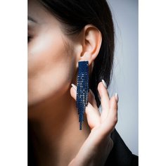Серьги, искусственный камень, стекло, синий Бантами