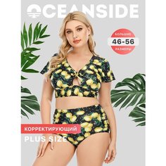 Купальник OCEANSIDE Большие размеры, размер 3XL, черный/желтый/зеленый