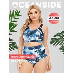 Купальник OCEANSIDE Большие размеры, размер XL, белый, синий