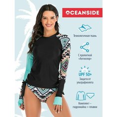 Купальник OCEANSIDE Sport, размер L, бирюзовый, белый, черный