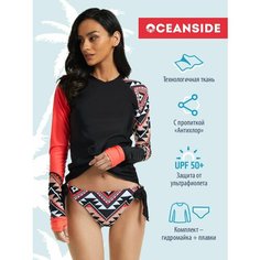 Купальник OCEANSIDE Sport, размер 2XL, черный, красный, белый
