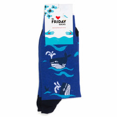 Носки St. Friday Киты, размер 34-37, синий, белый, черный