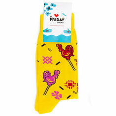 Носки St. Friday Леденец петушок, размер 34-37, красный, розовый, желтый