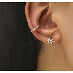 Серьги одиночные, каффы Azimut C.O. Jewelry AND Accessories, циркон, золотой