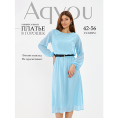 Платье AQYOU, размер 50, голубой/горох
