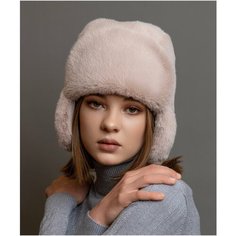 Шапка ушанка , размер 58-59-60, light beige Нет бренда