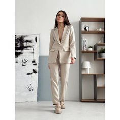 Костюм классический Donna Clar, размер 48, бежевый